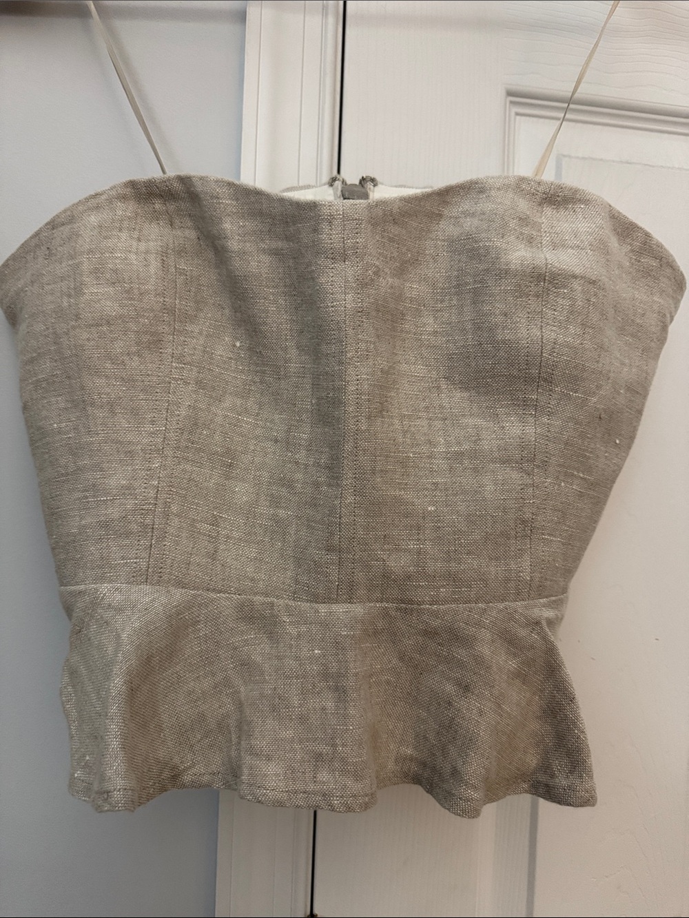 J.Crew Neutral Strapless Peplum Dress in Beige